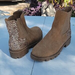 Brown Glitter Ankle Boots